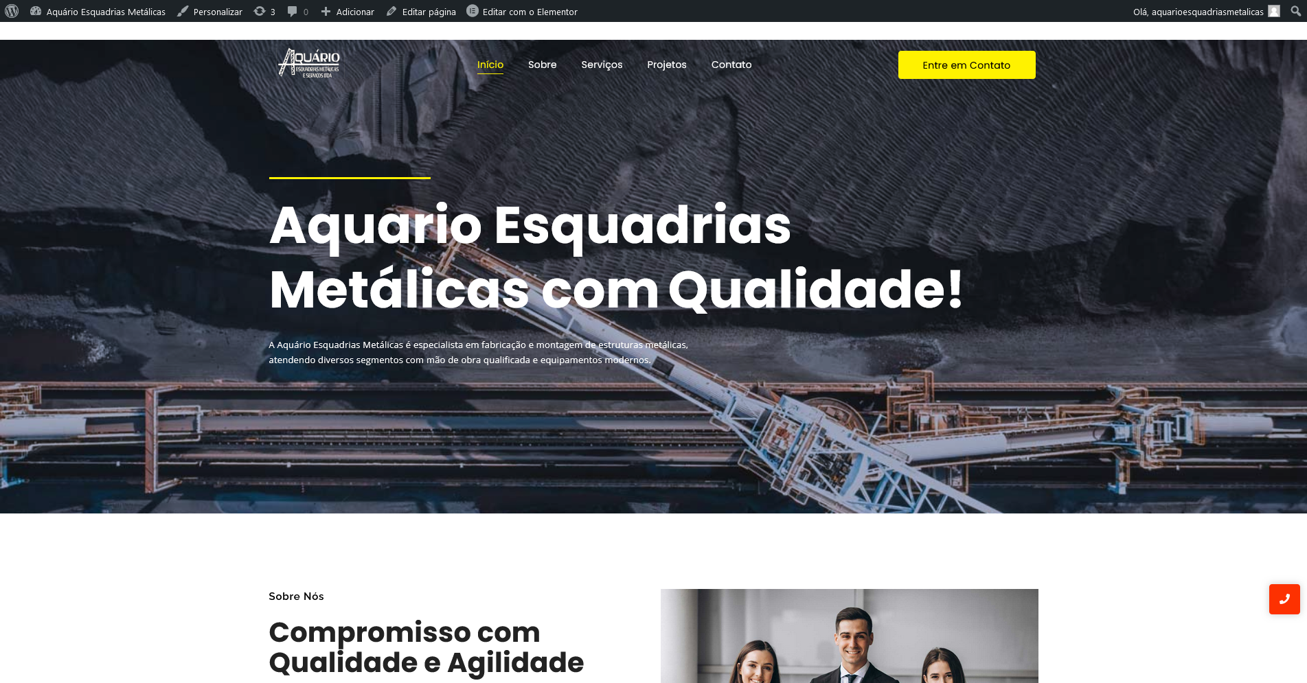 Site da Aquario Esquadrias Metálicas