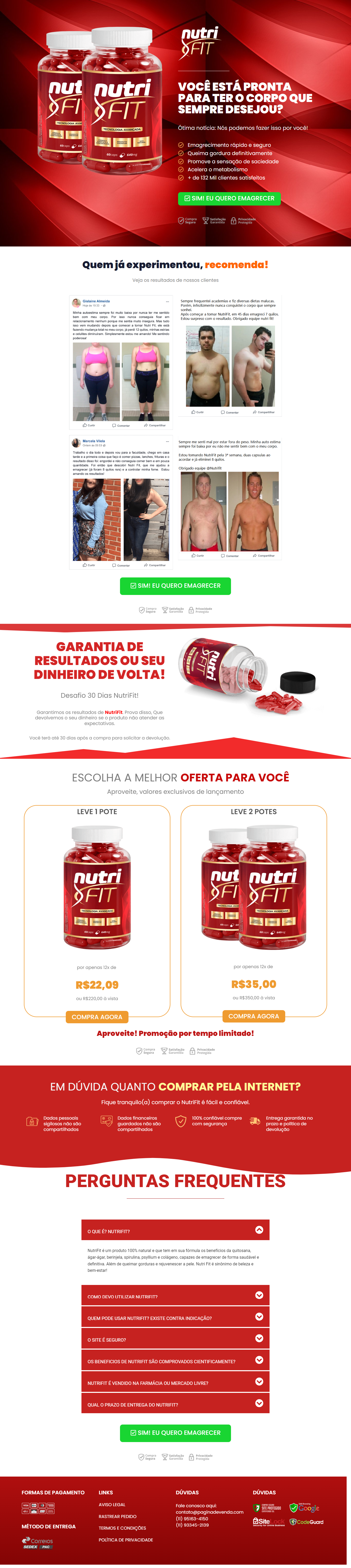 Página de vendas para produto físico Encapsulado