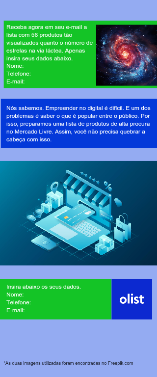 Lista do milhão. Landing Page.
