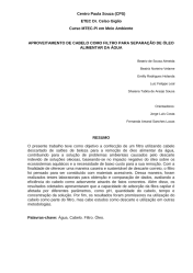 Tese: Reuso de Cabelo como Filtro para Separação de Óleo Alimentar da Água