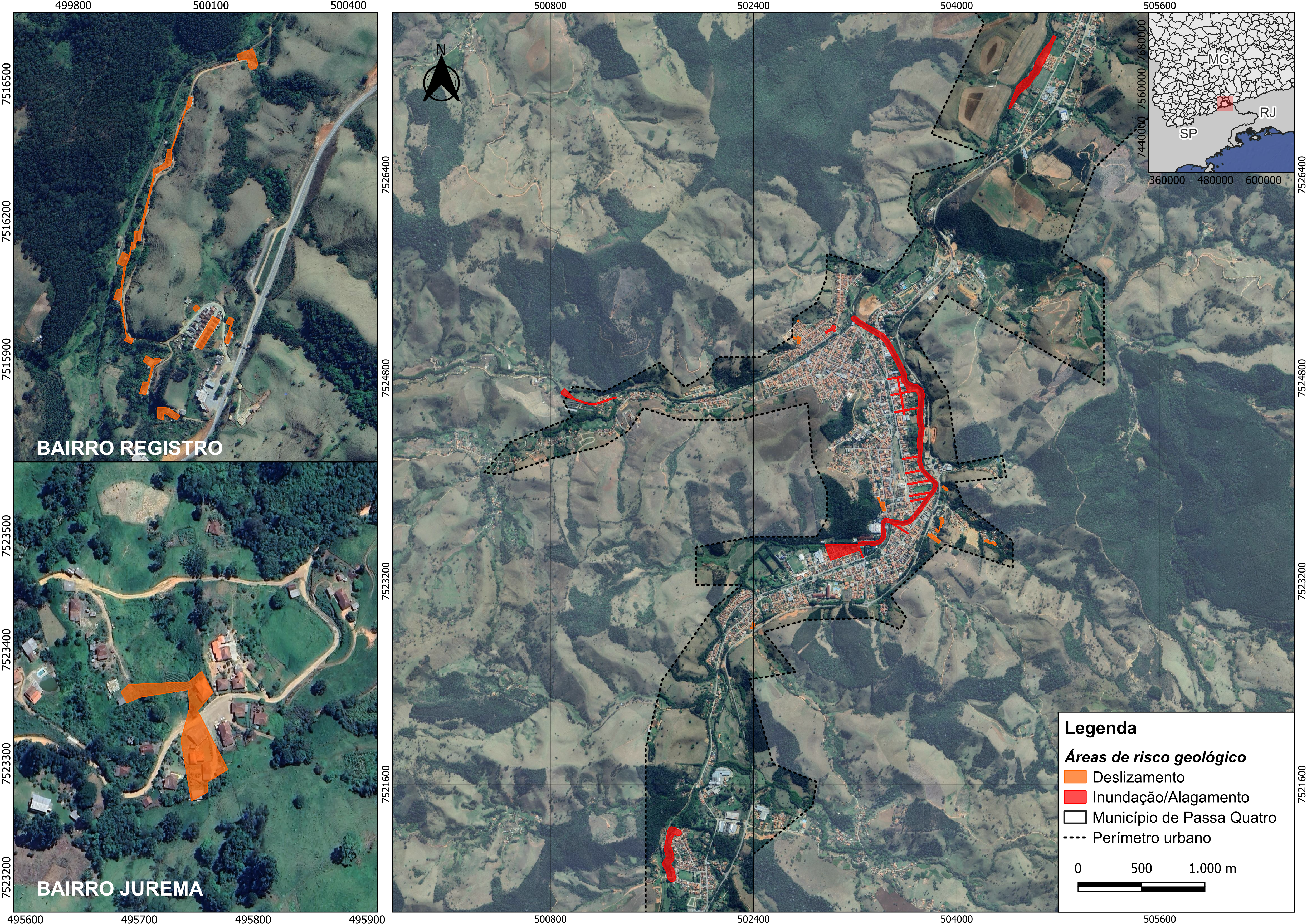 Mapeamento das áreas de risco geológico do município de Passa Quatro - MG