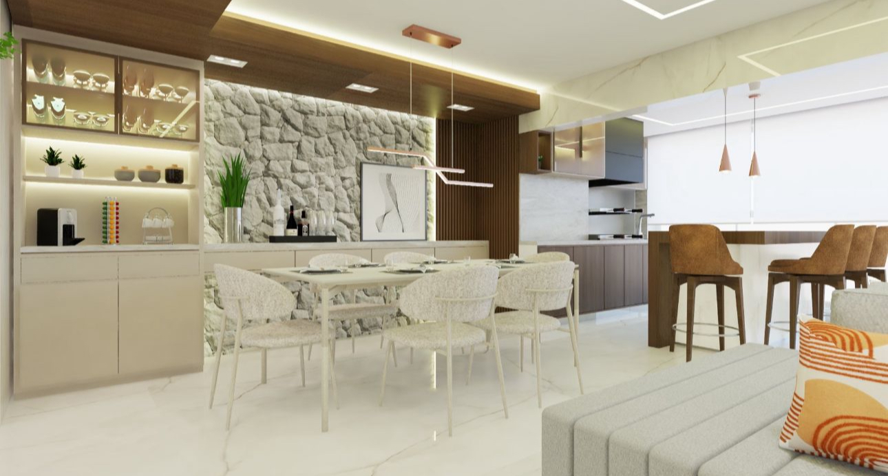 Sala de jantar e varanda gourmet