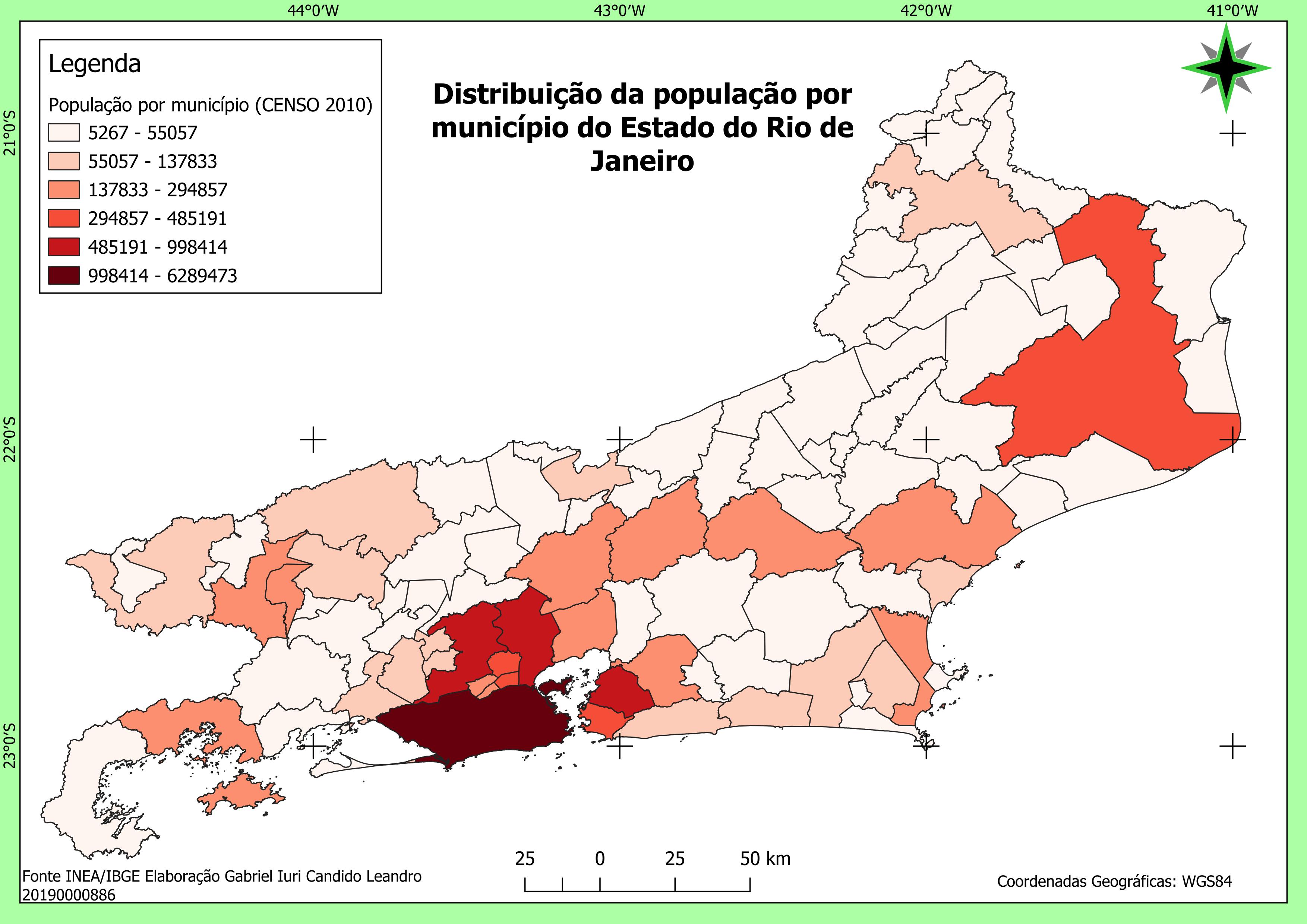 Distribuição da população do estado do Rio de Janeiro