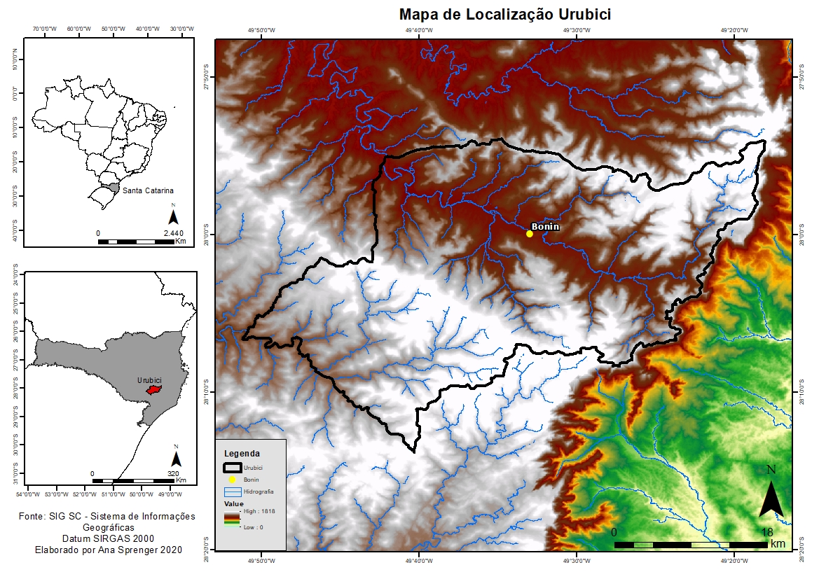 Mapa com relevo