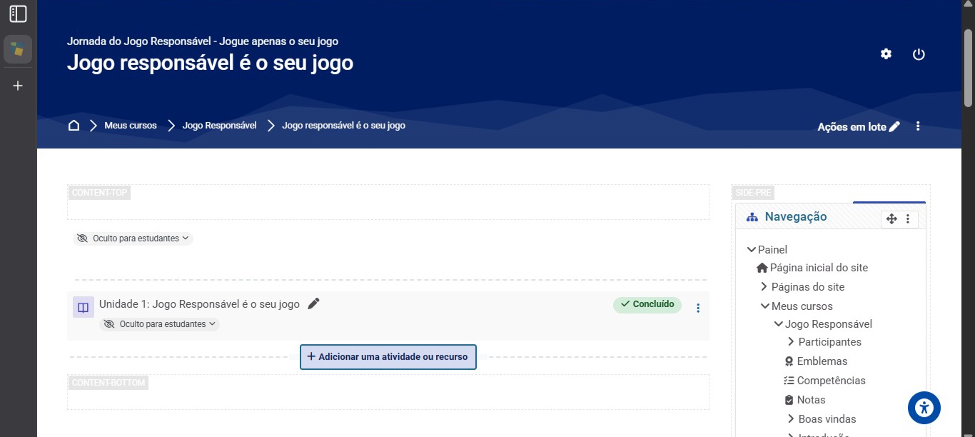 Curso Moodle EAD | Jogo Responsável