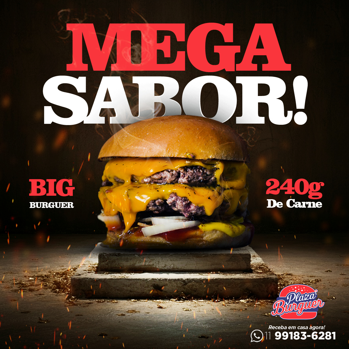 Design de Post Publicitário para Hamburgueria – Campanha “Mega Sabor