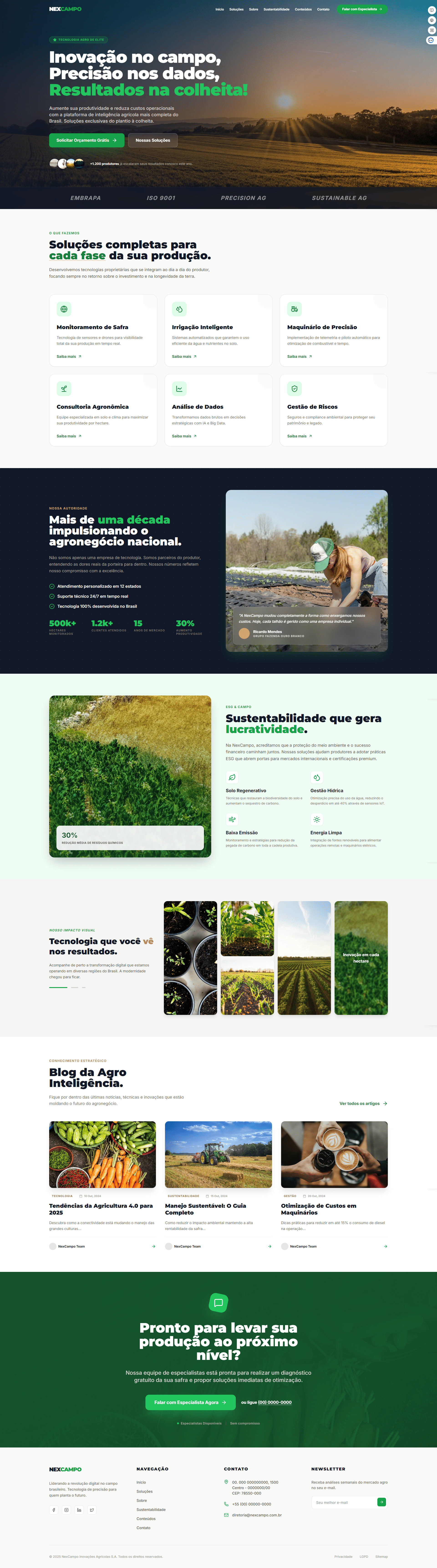Site profissional para empresa do agronegócio