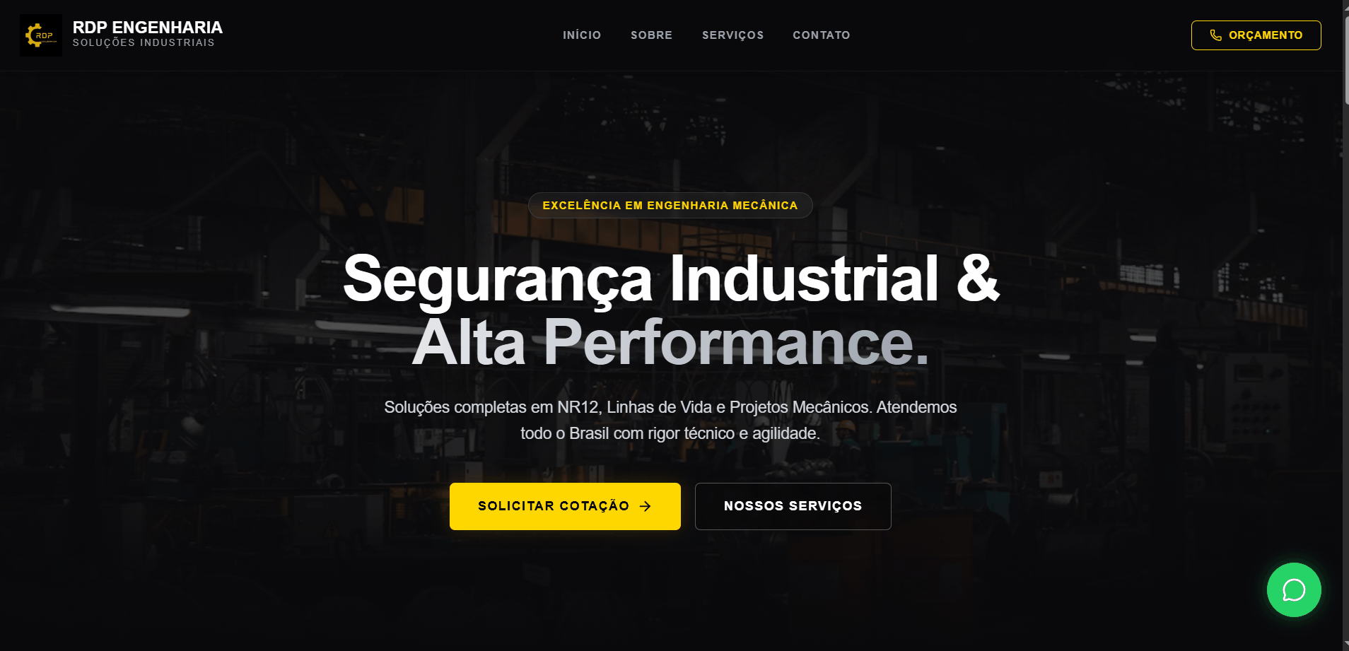 Site para engenheiro mecânico