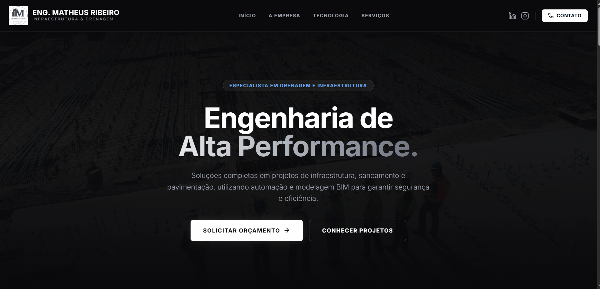 Site para engenheiro civil