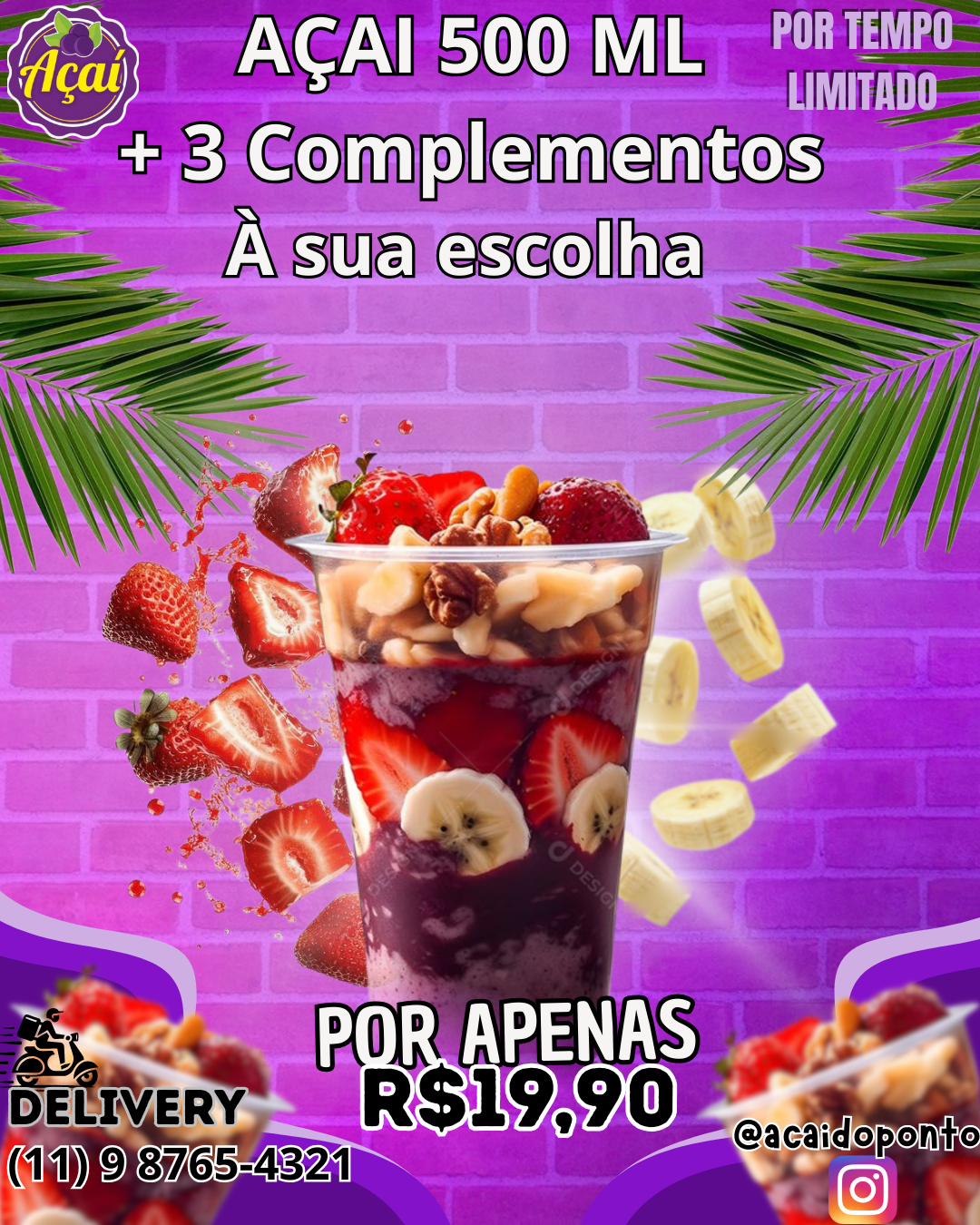 anuncio para uma açaiteria