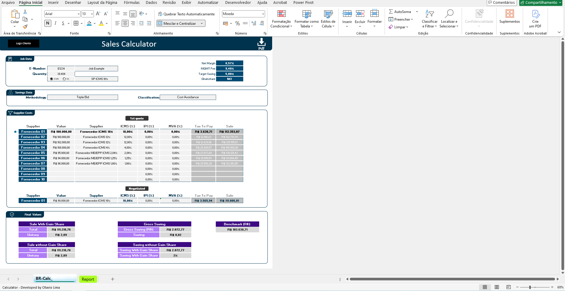 Plataforma de Cotações Automatizada em Excel