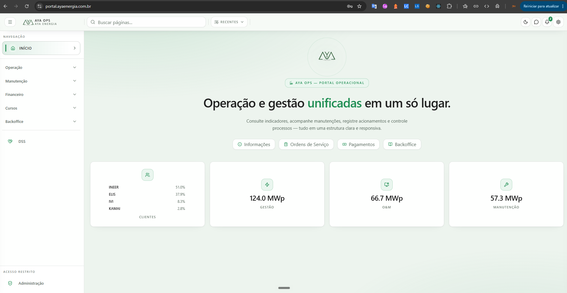 Plataforma de gestão para empresa de energia solar
