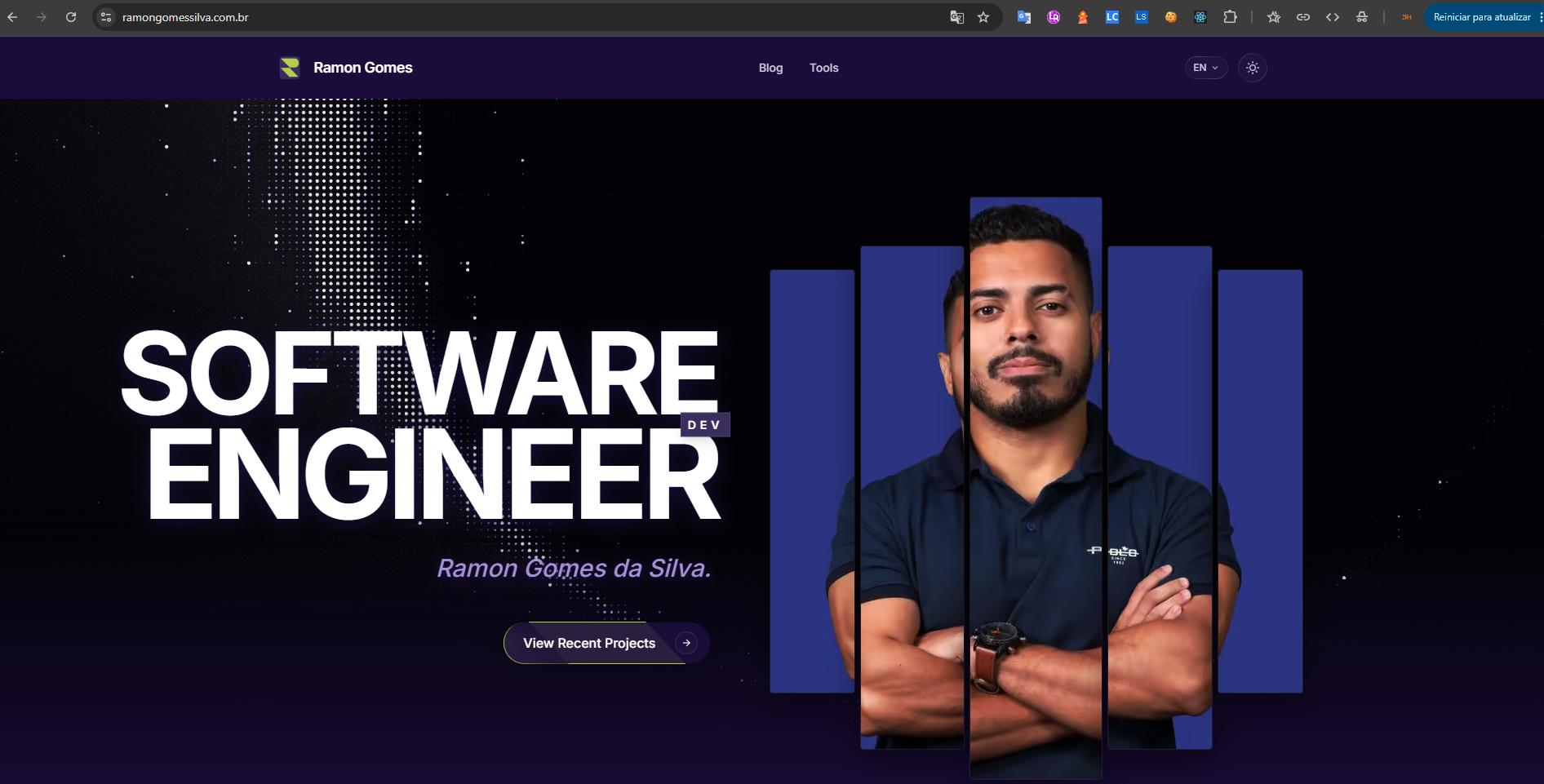Site de portfólio pessoal multi idiomas