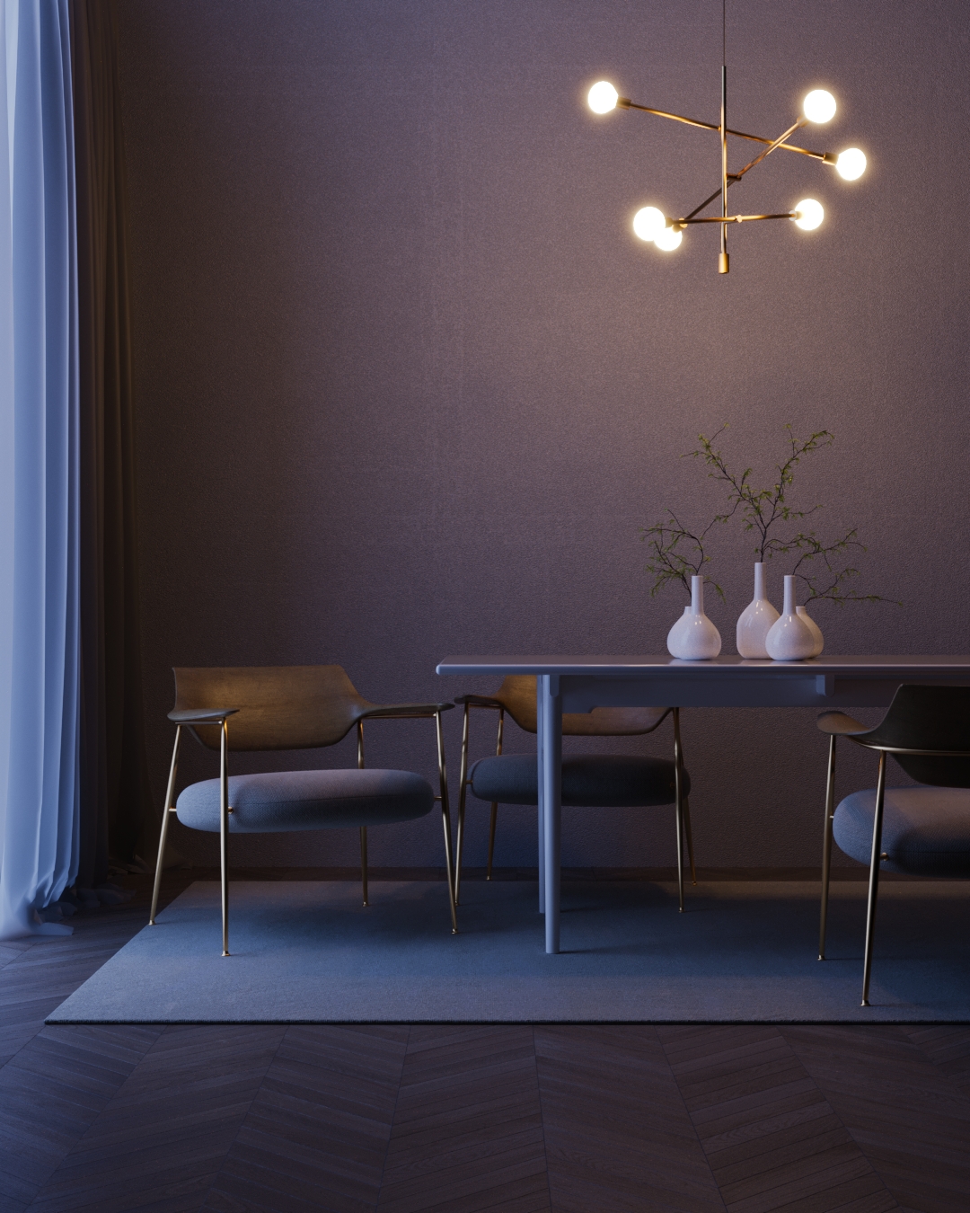 Ambiente de Jantar Contemporâneo | Mood Noturna | Render 3D | Estudo de ArchViz
