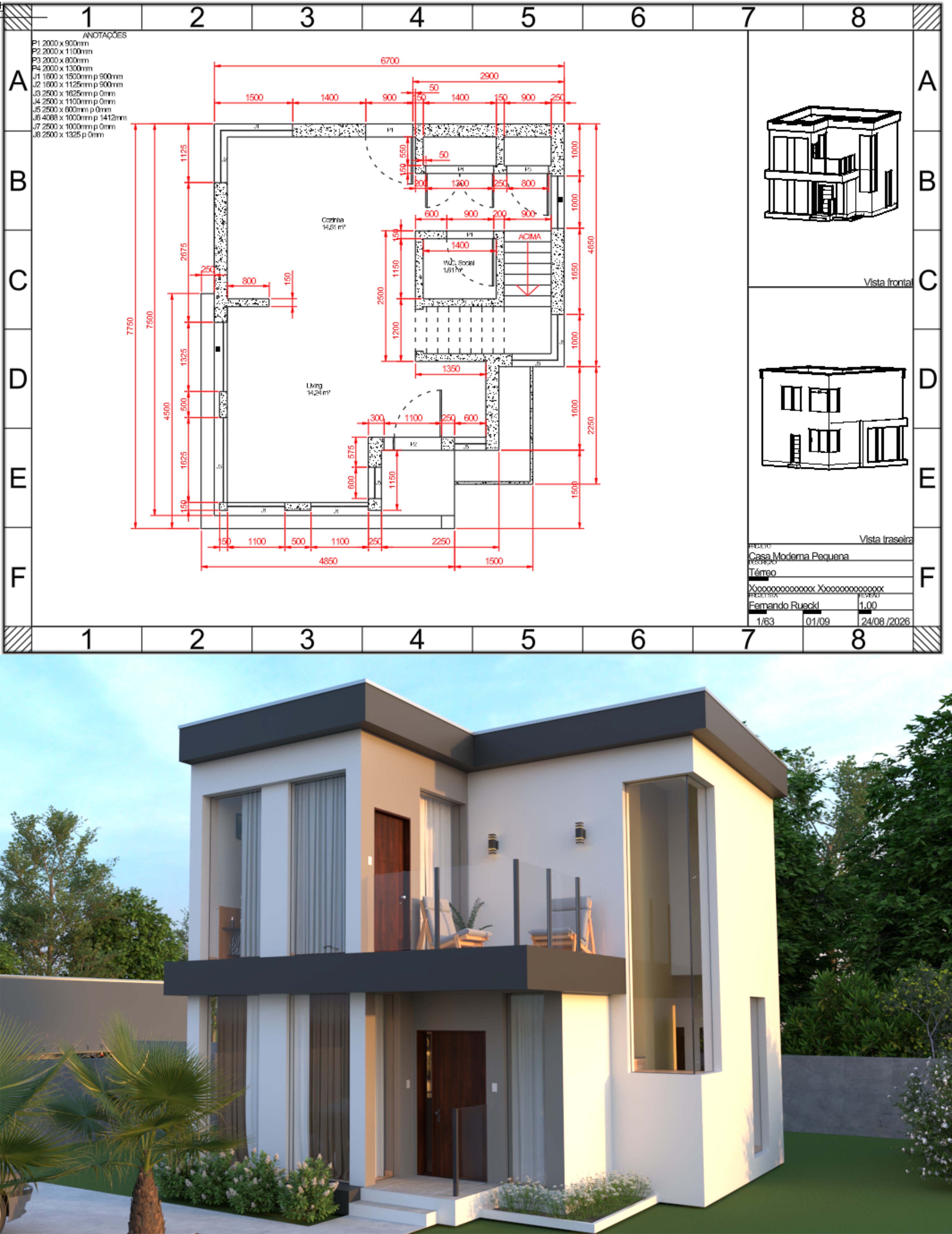 Casa moderna compacta de 2 andares