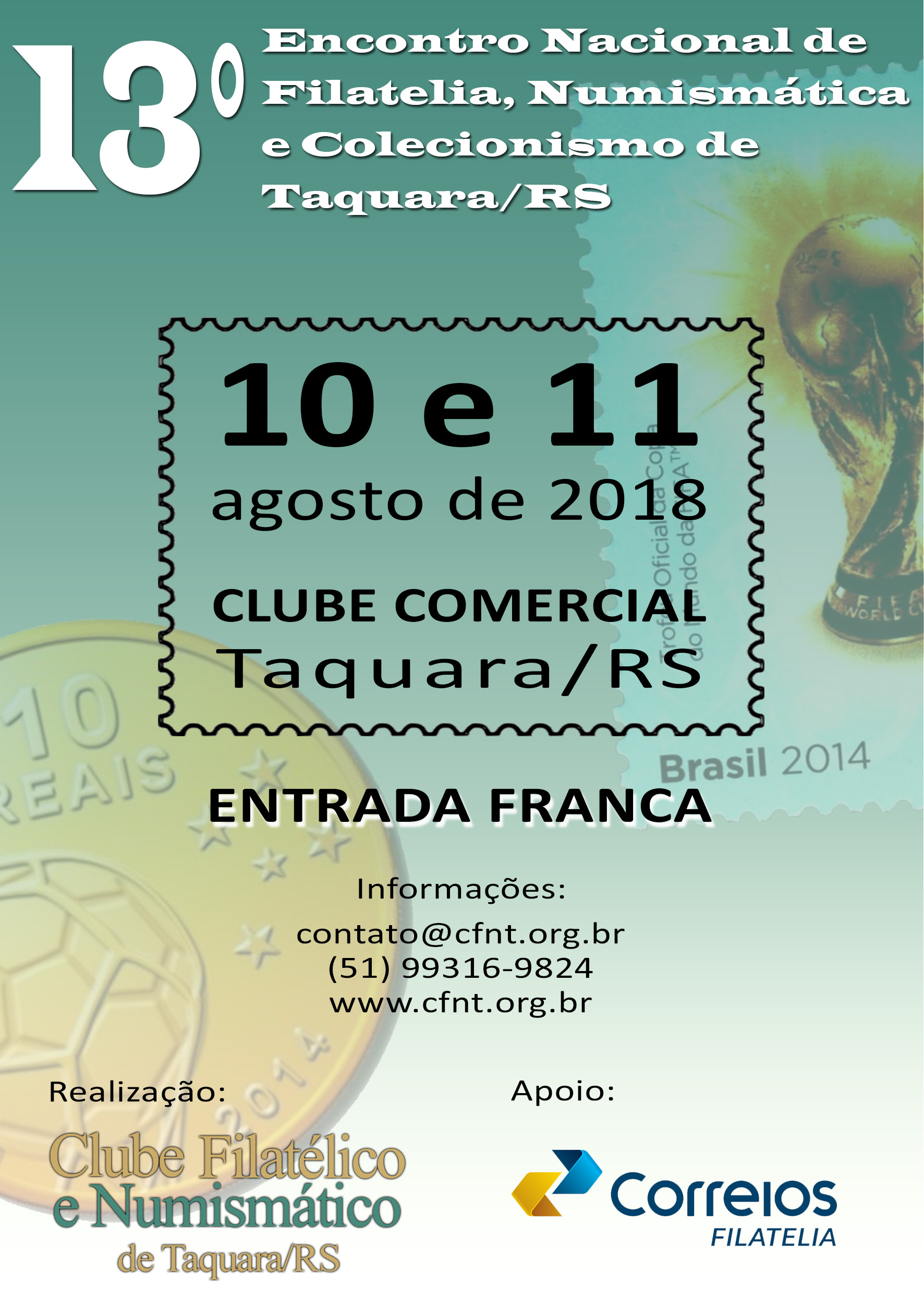 Cartaz - 13° Encontro Nacional de Filatelia,Numismática e Colecionismo de Taquara/RS