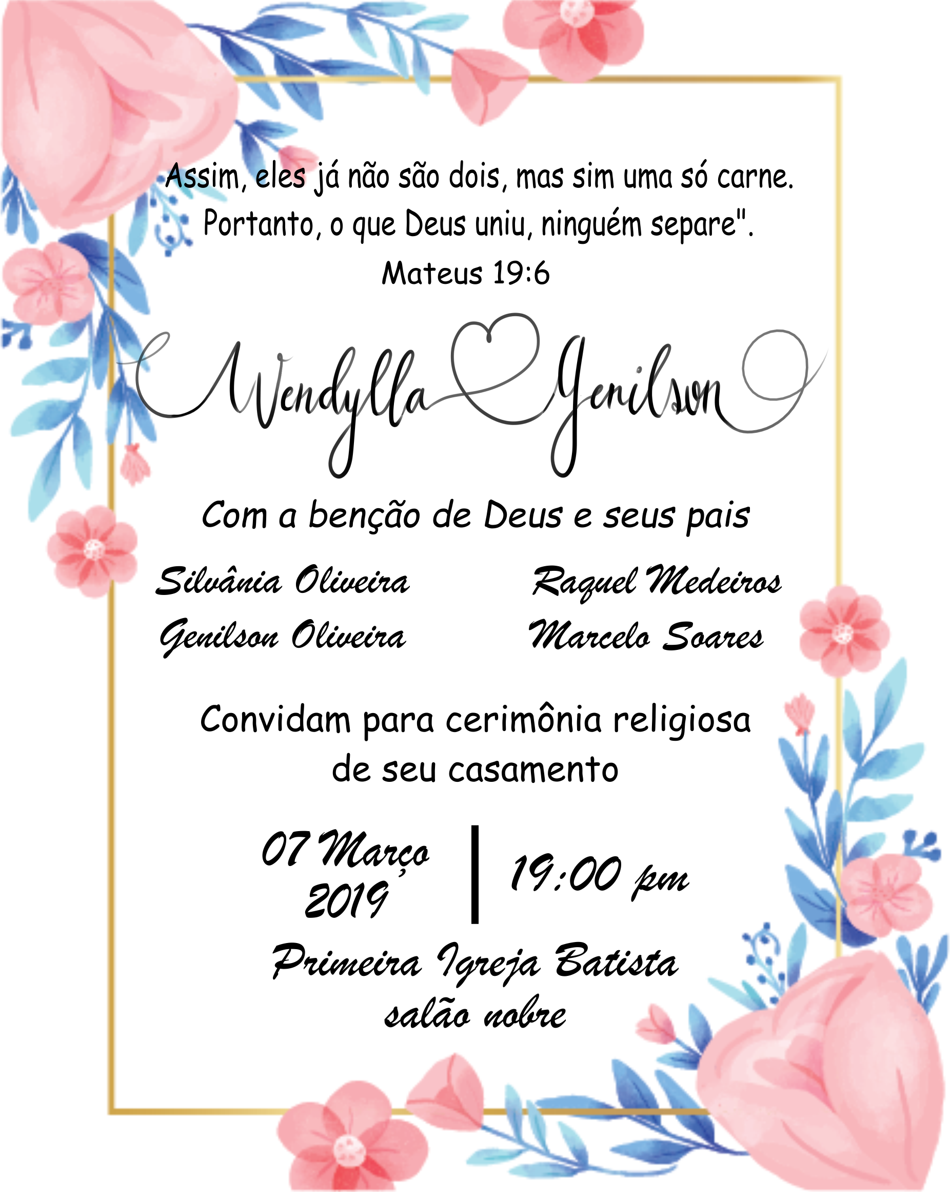 Convite de casamento simples
