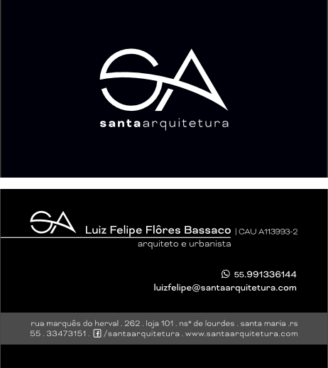 Cartões de visita da empresa Santa Arquitetura