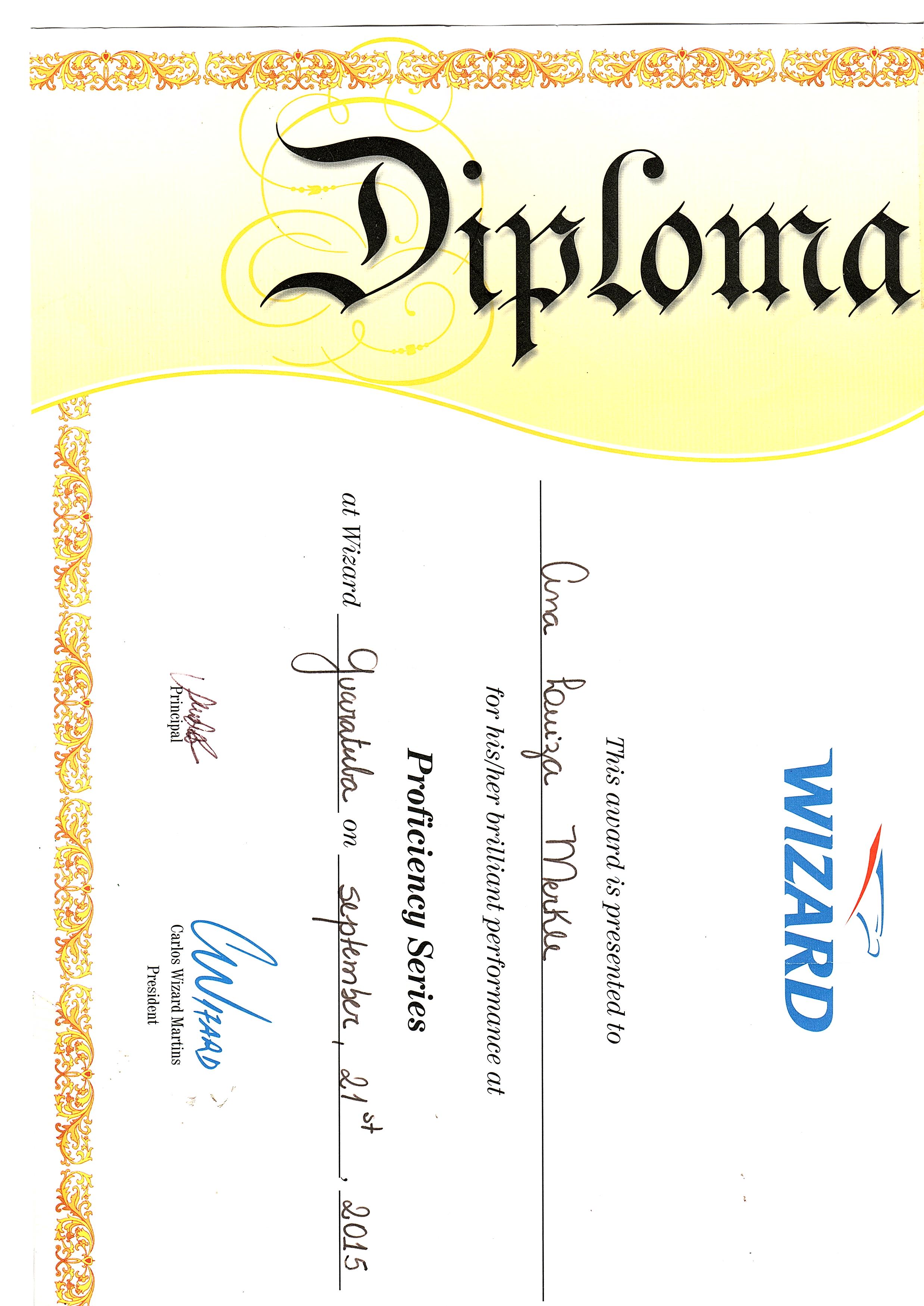 Certificado de Inglês