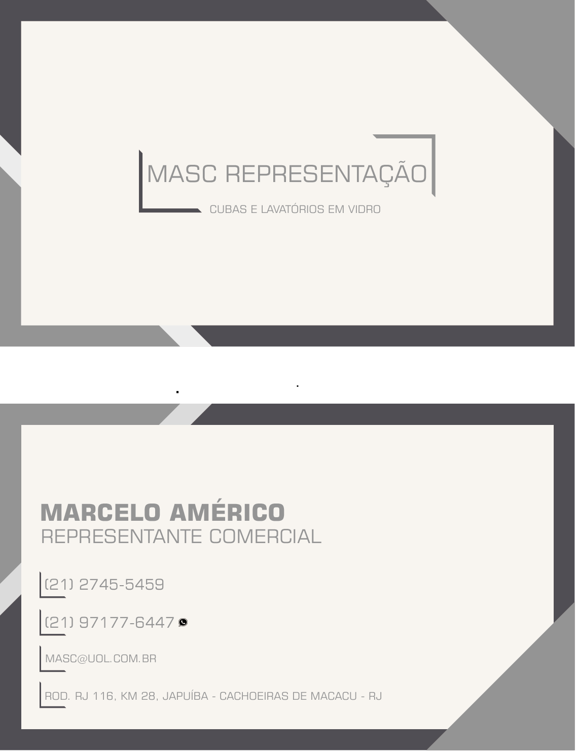 Cartão de Visitas para Masc Representação