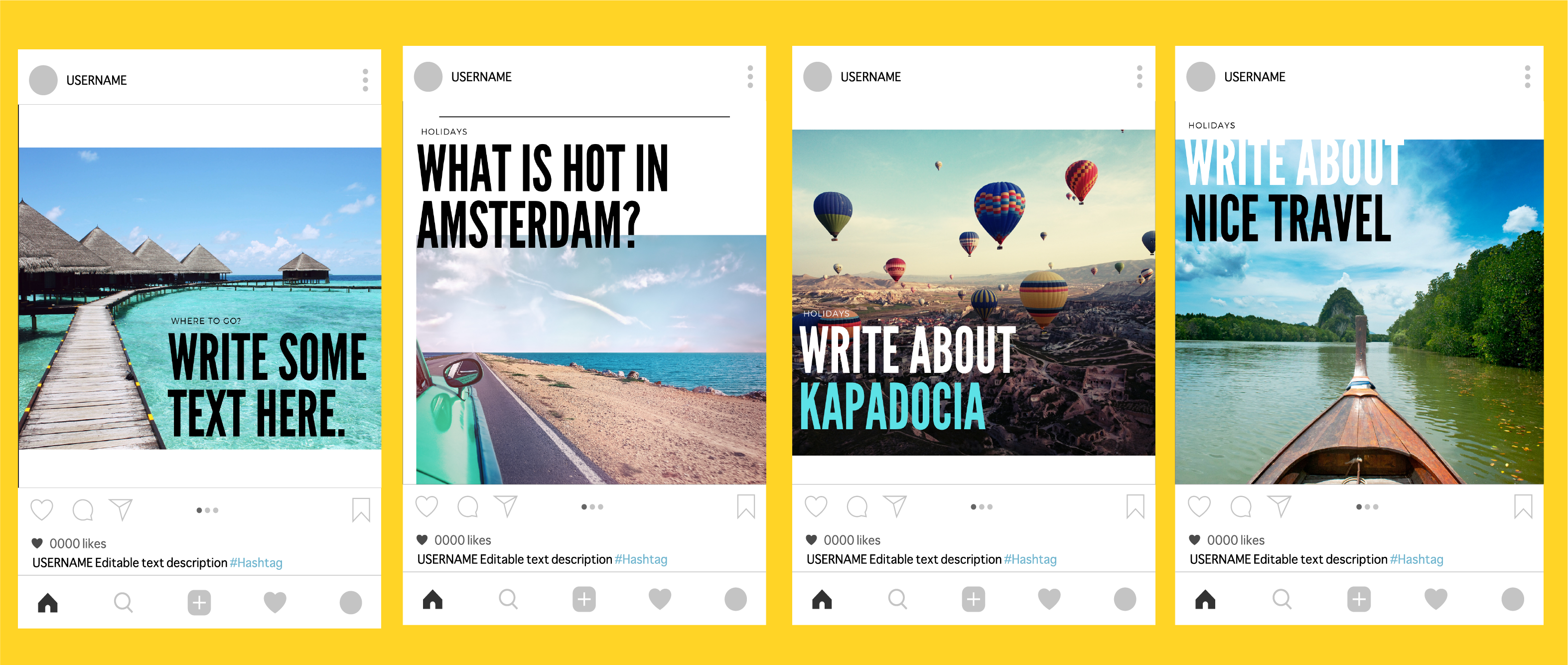Posts de Instagram para agencia de viagens