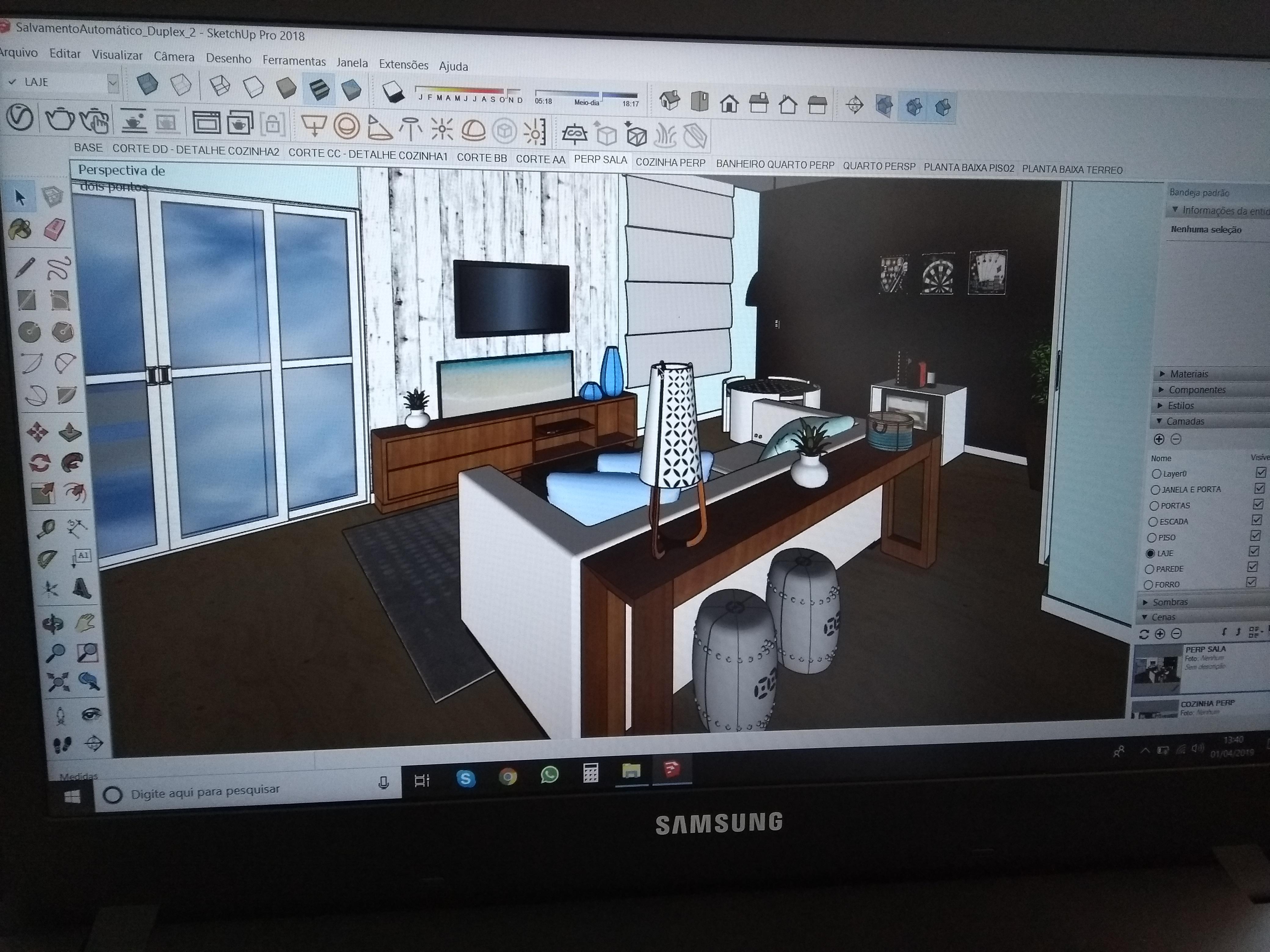 Projetos 3D - Sketchup Sala Duplex Praia