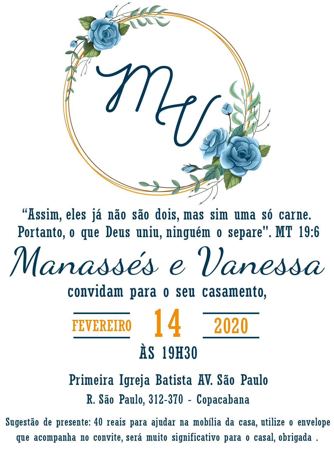 Convite de casamento simples