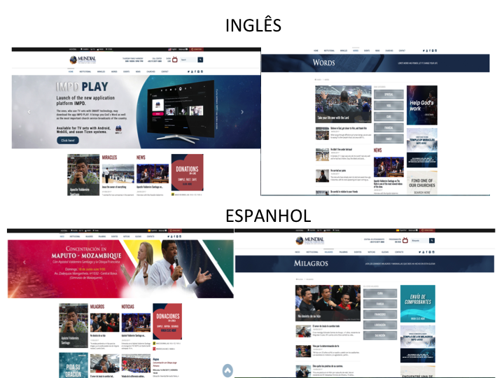 Site Igreja Mundial Traduzido para Inglês e Espanhol