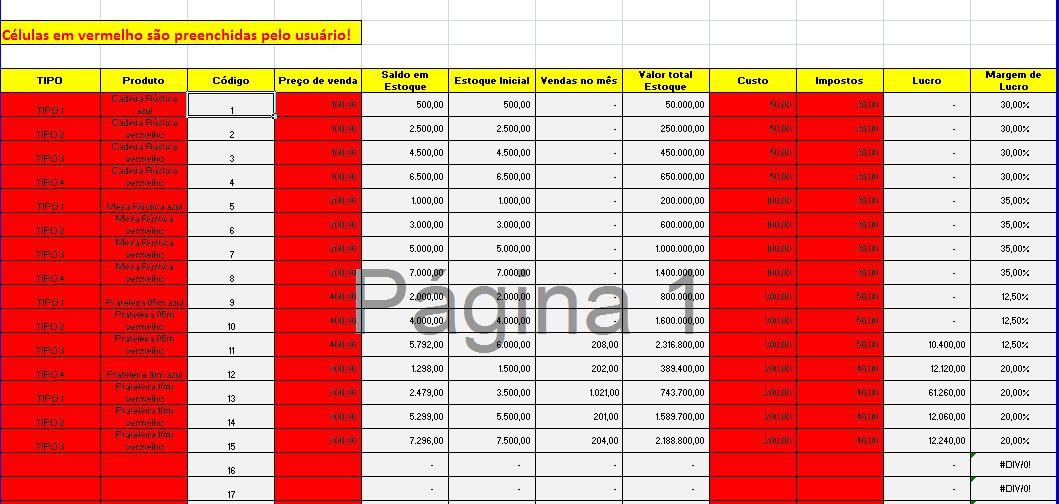 Exemplo de sistema de cadastro dos itens