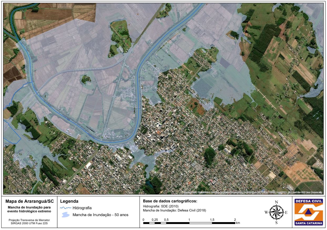 Mancha de Inundação TR 50 anos - Araranguá/SC
